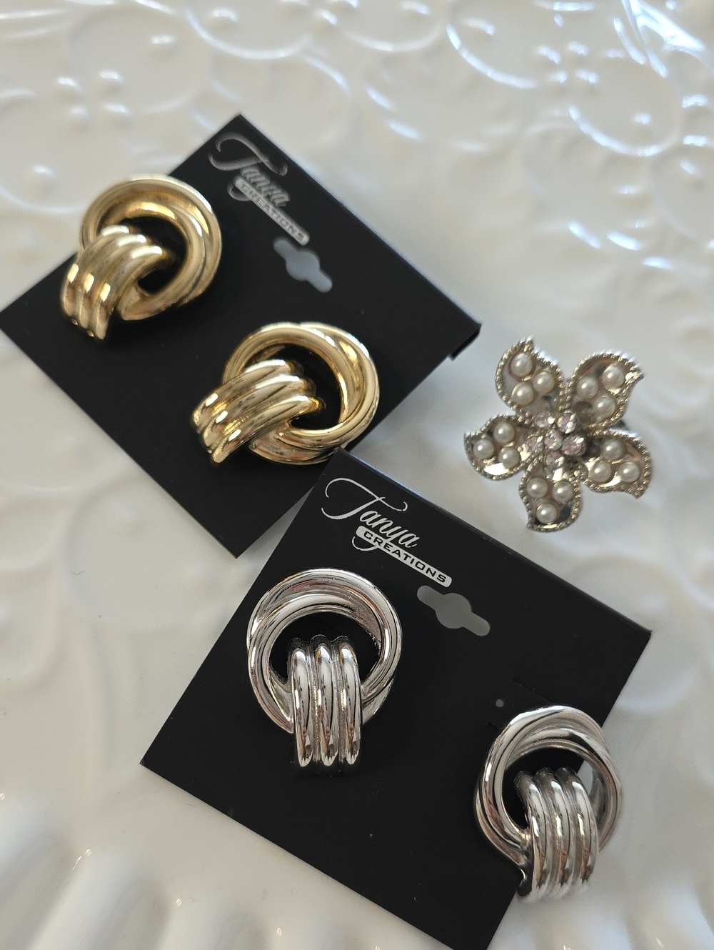 Silver Tone And Gold Tone Door Knockers Stud Earrings Set